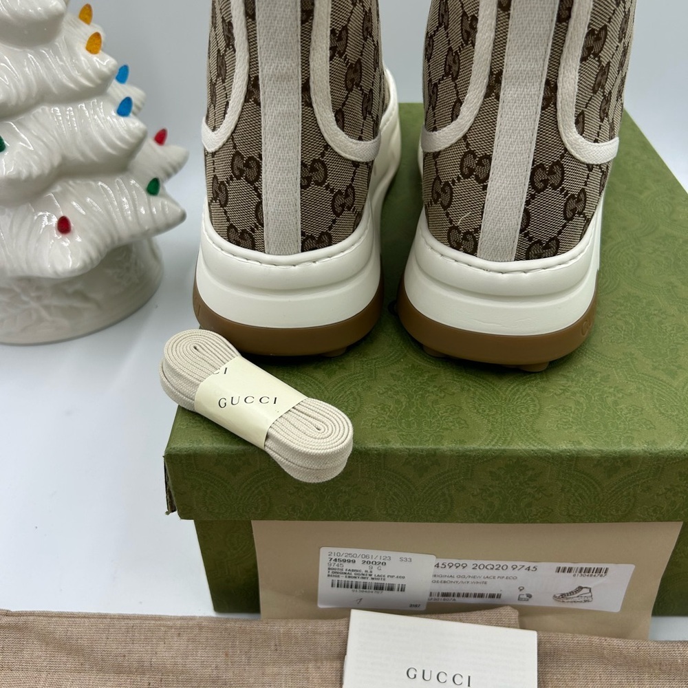 Men's Gucci  tennis 1977 high top canvas sneakers size 9, made in Italy - Picture 5 of 9